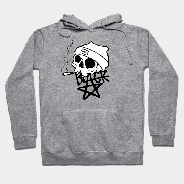 Smoke Skull Black Hoodie by IAKUKI